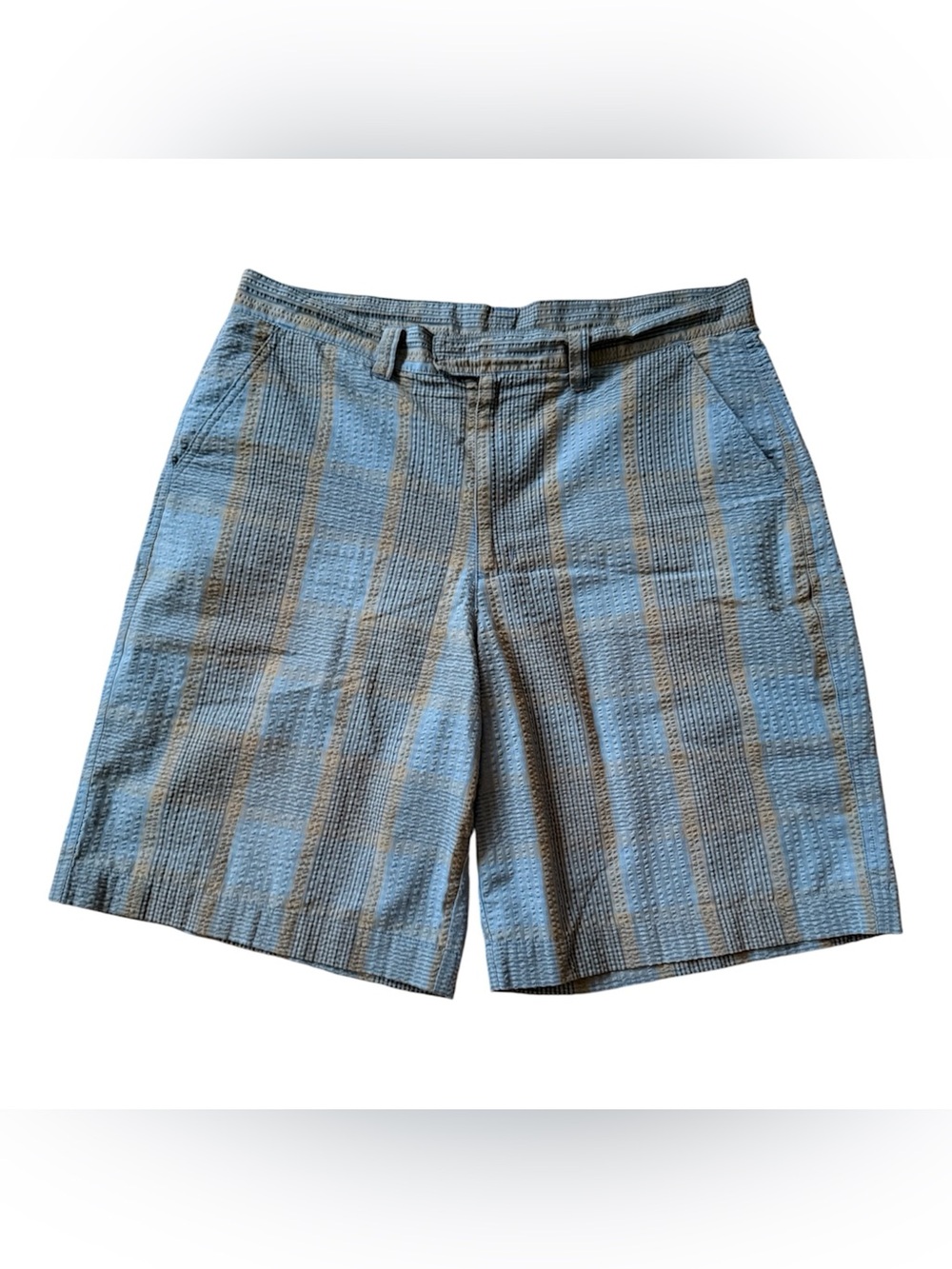 Patagonia Men’s Organic Cotton Blue & Gray Textured Shorts 9” Inseam Size 34